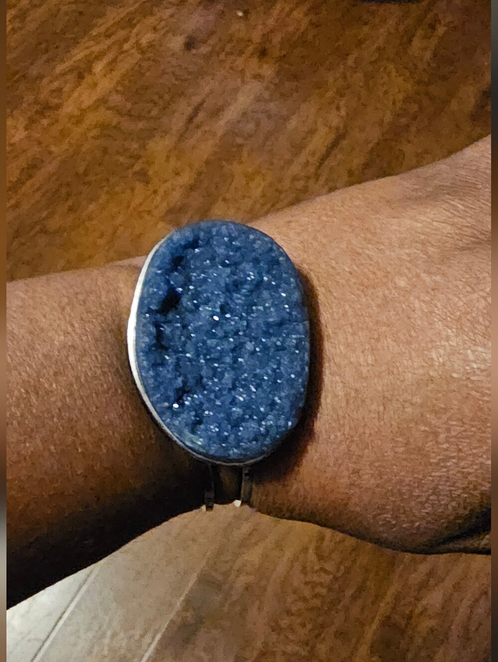 Blue Druzy Statement Cuff Bracelet